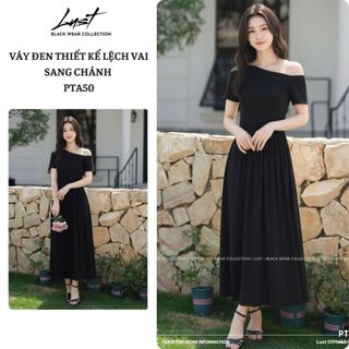 Váy ĐenThiết Kế Lệch Vai Sang Chảnh Điệu Đà LUST Đầm Dáng Dài Mặc Đi Chơi Đi Dự Tiệc Xinh Xắn PTA50