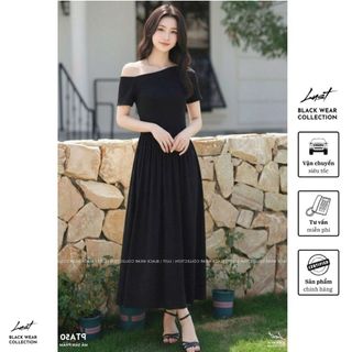 Váy ĐenThiết Kế Lệch Vai Sang Chảnh Điệu Đà LUST Đầm Dáng Dài Mặc Đi Chơi Đi Dự Tiệc Xinh Xắn PTA50