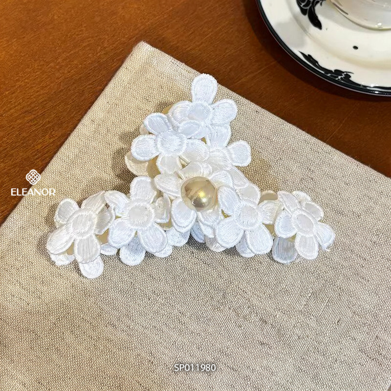 Kẹp tóc nữ càng cua Eleanor Accessories hình hoa đính ngọc trai nhân tạo phụ kiện tóc 11980