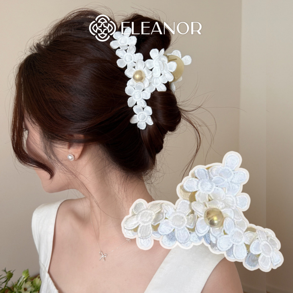 Kẹp tóc nữ càng cua Eleanor Accessories hình hoa đính ngọc trai nhân tạo phụ kiện tóc 11980
