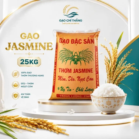 Gạo Jasmine thơm dẻo mềm cơm 25kg