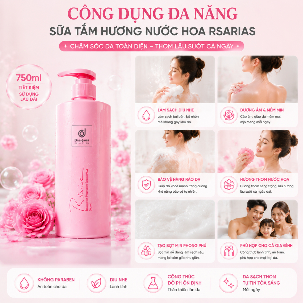 750ML Sữa tắm, làm sạch sâu giúp làn da mềm mịn, mang lại cảm giác mát lạnh và sảng khoái,24h-Hương thơm lưu lại lâu dài