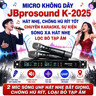 Micro Không Dây JB PROSOUND K-2025 Hát Nhẹ, Chống Hú Rít Tốt, Chuyên Karaoke, Sự Kiện, Sóng Xa Hát Nhẹ, Lọc Bỏ Tạp Âm