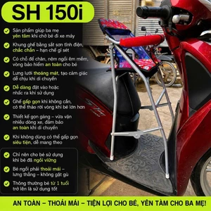 Ghế ngồi xe máy tay ga SH NAM - SH LỚN cho bé ,Ghế ga xếp gấp gọn sắt sơn tĩnh điện , AN TOÀN CHO BÉ