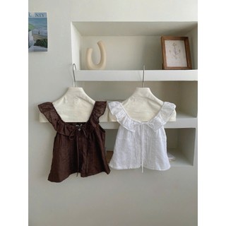 Áo Kiểu Nữ Trễ Vai Chất Boi Thêu Đục Lỗ Blossom Top Cổ Bèo Cài Cúc Giữa Nàng Thơ - Cakecat