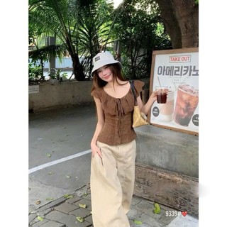 Áo Kiểu Nữ Trễ Vai Chất Boi Thêu Đục Lỗ Blossom Top Cổ Bèo Cài Cúc Giữa Nàng Thơ - Cakecat