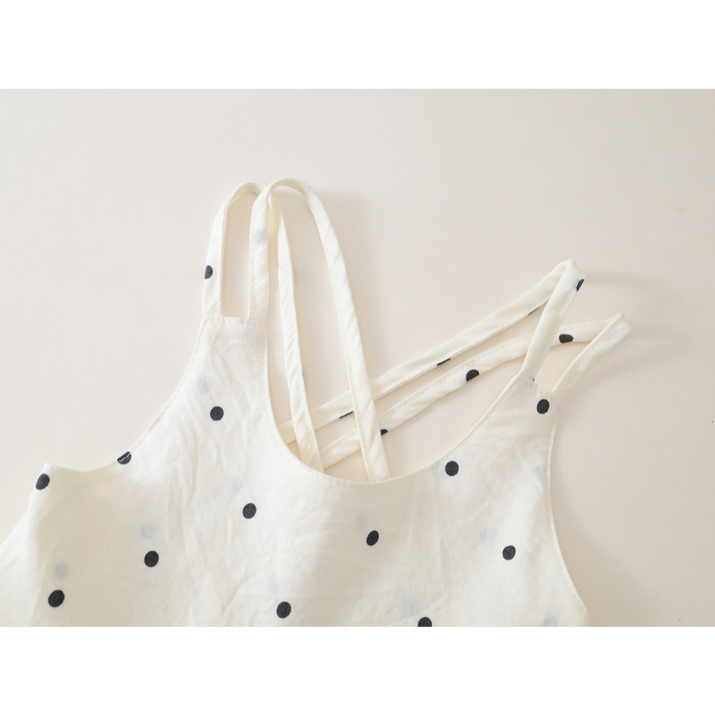 Váy 2 Dây Cho Bé, Váy 2 Dây Bé Gái Họa Tiết Chấm Bi  Thiết Kế Hở Lưng ChấT Liệu Cotton Mềm Mại
