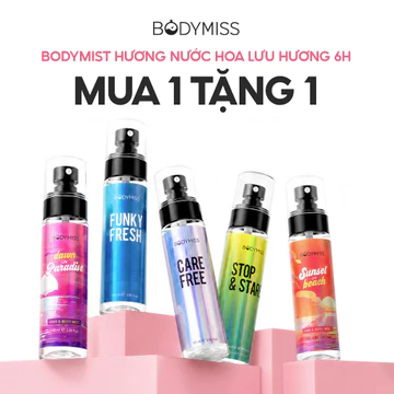 Body Mist Unisex Cho Nam Nữ Đi Học Đi Làm, Bodymist Chính Hãng Lưu Hương 6H BODYMISS