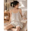 Set Đồ Mặc Nhà Nữ 2 Dây Quần Đùi Muslin cao cấp Hàn Quốc 100% cotton Hoa Nhí Mềm Mát