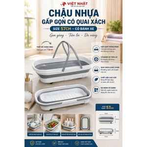 Xô chậu gấp gọn có quai xách - bánh xe 57cm