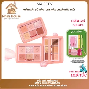Phấn mắt MAGEFY 6 ô màu tone tự nhiên bám lâu mịn lỳ | NHÍM HOUSE