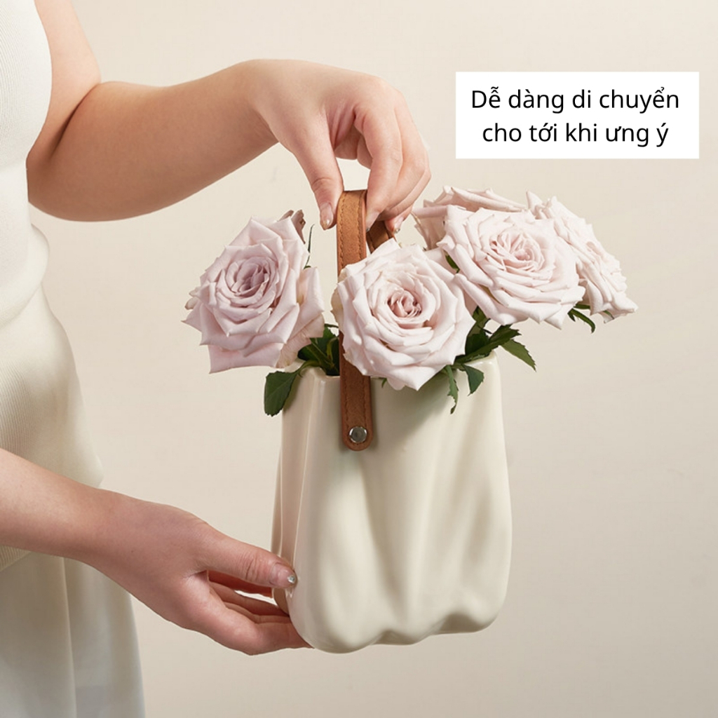 Bình Cắm Hoa Kẽm Nhung Cao Cấp, Lọ Hoa Nhựa Giả Gốm Để Bàn Decor Trang Trí, Bình Bông Cắm Hoa Đẹp