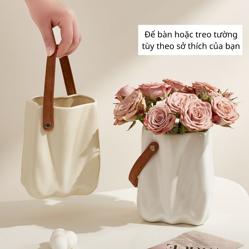 Bình Cắm Hoa Kẽm Nhung Cao Cấp, Lọ Hoa Nhựa Giả Gốm Để Bàn Decor Trang Trí, Bình Bông Cắm Hoa Đẹp