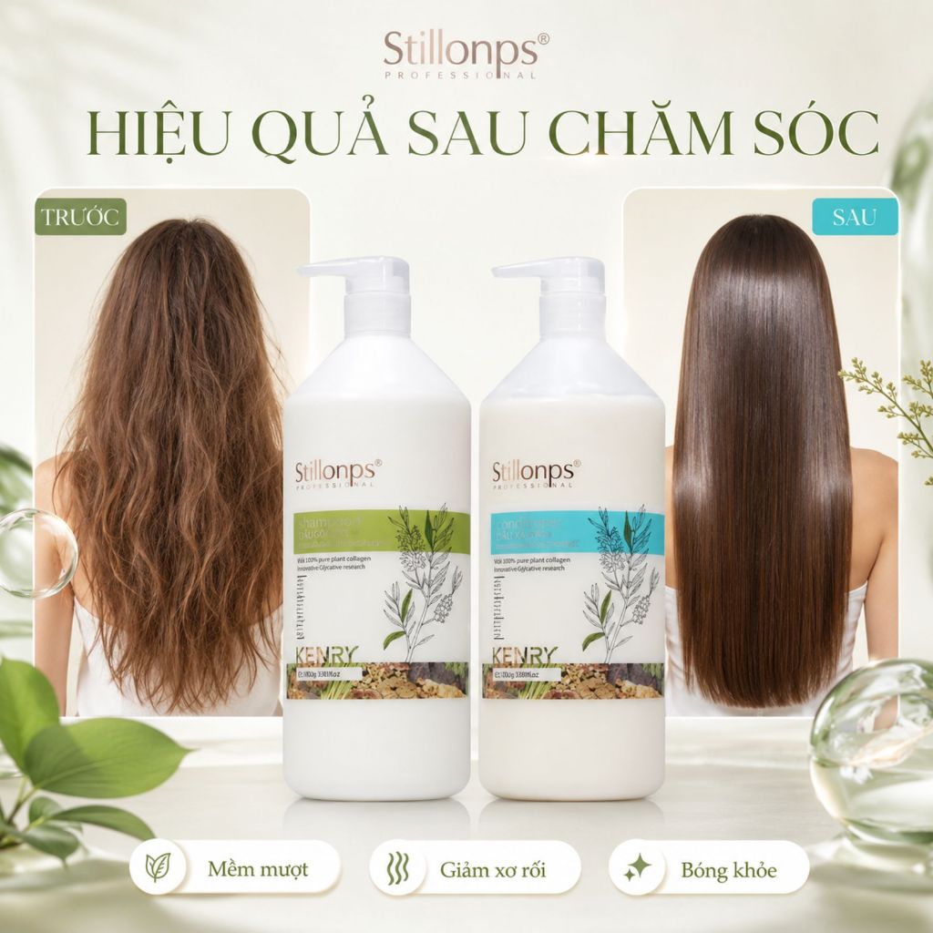 Combo Dầu Gội Xả Kenry Stillonps 500ml - 800ml Hỗ Trợ Giảm Gàu, Làm Sạch Bã Nhờn, Tóc Mềm Mượt
