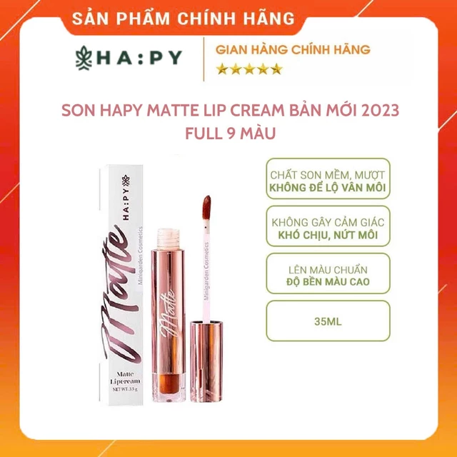 Son Kem Lì Hapy Matte Lip Cream MINI GARDEN 3.5ml siêu lì, kháng nước đủ 9 màu Hàng Chính Hãng