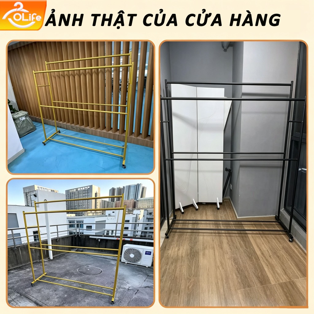 [Siêu Tải] 𝐎𝐥𝐢𝐟𝐞 Giàn treo quần áo 2 tầng cao 1.8M. Thép chịu lực sơn tĩnh điện 3 màu đủ size Ổn Định Và Bền Bỉ