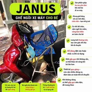 Ghế ngồi xe máy JANUS cho bé , Ghế ga xếp gấp gọn an toàn cho bé , AN TOÀN CHO BÉ