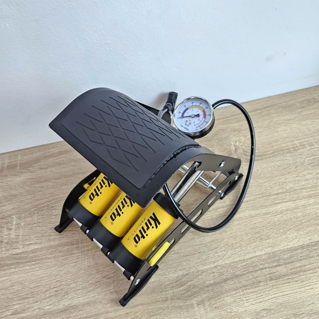Bơm Đạp Chân Kirito 2/3 Piston Có Đồng Hồ Áp Suất, Bơm Xe Máy, Ô Tô, Xe Đạp, Bơm Hơi Đa Năng Gấp Gọn
