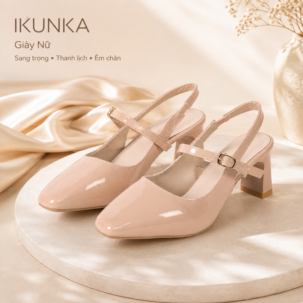 IKUNKA Giày cao gót thoải mái, giày dạ hội gót 5cm, kiểu dáng đơn giản, dễ phối đồ hàng ngày
