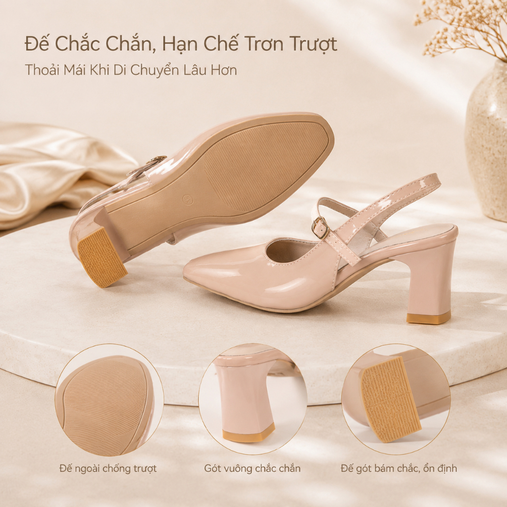 IKUNKA Giày cao gót thoải mái, giày dạ hội gót 5cm, kiểu dáng đơn giản, dễ phối đồ hàng ngày