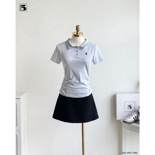 Áo Thun Ngắn Tay Twentyfive Cổ Polo Họa Tiết Thêu Nhún Eo Phù Hợp Mặc Đi Học Đi chơi 7290