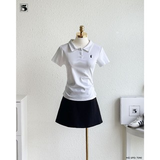Áo Thun Ngắn Tay Twentyfive Cổ Polo Họa Tiết Thêu Nhún Eo Phù Hợp Mặc Đi Học Đi chơi 7290