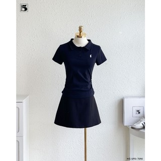 Áo Thun Ngắn Tay Twentyfive Cổ Polo Họa Tiết Thêu Nhún Eo Phù Hợp Mặc Đi Học Đi chơi 7290