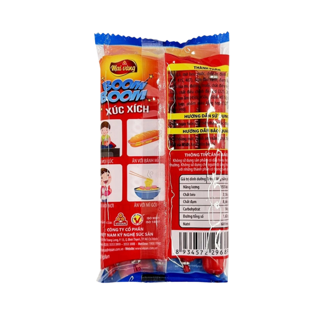 [Thùng 100 cây] Xúc Xích Vissan Boom Boom 23g – Chính Hãng, Date Mới, Ăn Liền