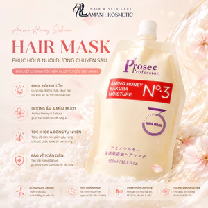 Kem Hấp Ủ Tóc Prosee Amino Honey Sakura Moisture PT5 500ml | Dưỡng Tóc Mềm Mượt, Hỗ Trợ Phục Hồi Tóc Khô Xơ.