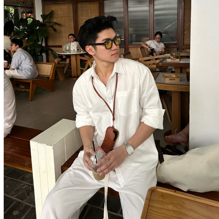 Áo Sơ Mi Nam Oxford Trơn Xanh Dương Thời Trang Cao Cấp Vải Thoảng Mát Mặc Cafe Đi Biên Halley A13