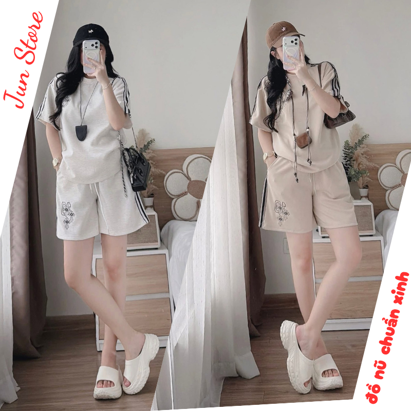 Đồ bộ nữ năng động,Set áo thun cộc tay đùi nữ form rộng giấu quần tôn dáng HCOM27617