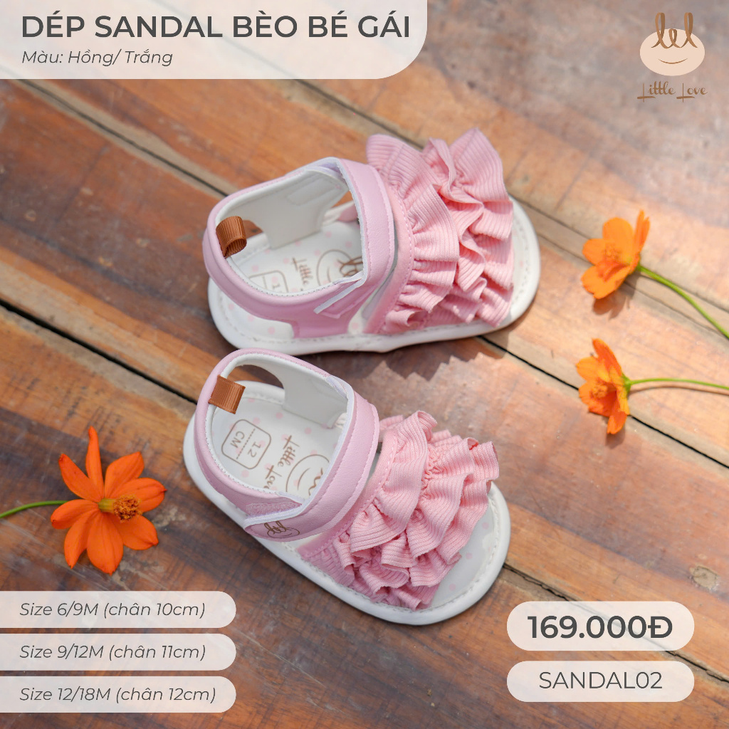 GIÀY TẬP ĐI TRẺ EM CÓ BÈO BÉ GÁI  [ ĐẾ MỀM - CHỐNG TRƠN CHƯỢT] SANDAL02 DÀNH CHO BÉ TỪ 9/12 M -18/24M