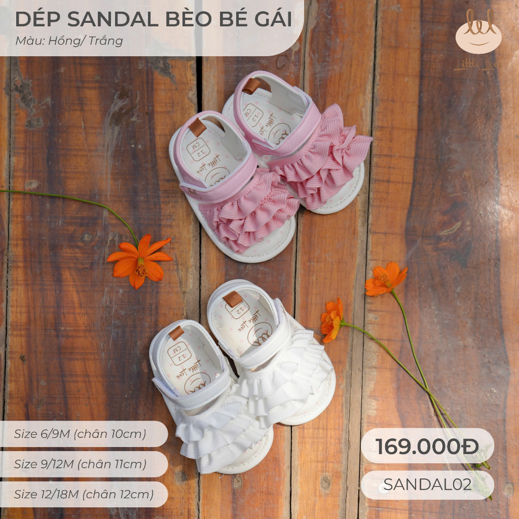 GIÀY TẬP ĐI TRẺ EM CÓ BÈO BÉ GÁI  [ ĐẾ MỀM - CHỐNG TRƠN CHƯỢT] SANDAL02 DÀNH CHO BÉ TỪ 9/12 M -18/24M