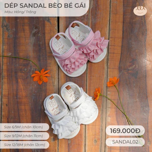 GIÀY TẬP ĐI TRẺ EM CÓ BÈO BÉ GÁI [ ĐẾ MỀM - CHỐNG TRƠN CHƯỢT] SANDAL02 DÀNH CHO BÉ TỪ 9/12 M -18/24M