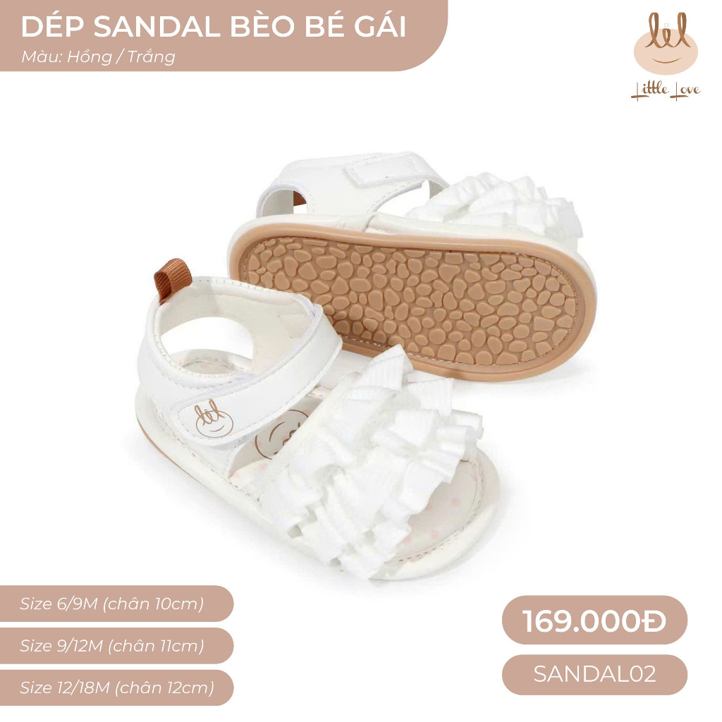 GIÀY TẬP ĐI TRẺ EM CÓ BÈO BÉ GÁI  [ ĐẾ MỀM - CHỐNG TRƠN CHƯỢT] SANDAL02 DÀNH CHO BÉ TỪ 9/12 M -18/24M