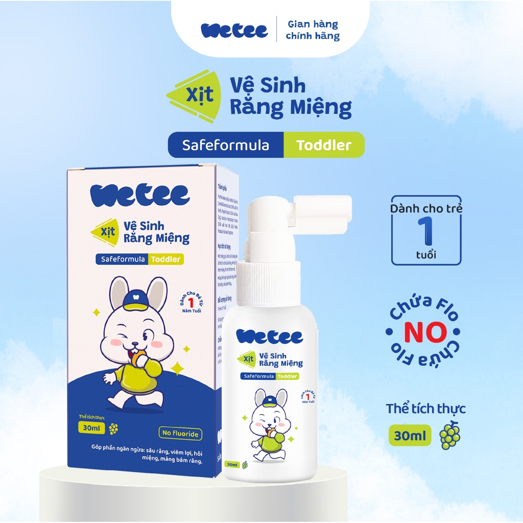 [1 Tuổi] Xịt Vệ Sinh Răng Miệng Wetee Cho Bé Từ 1 Tuổi 30ml/50ml Hương Nho Vị Ngọt An Toàn Khi Nuốt