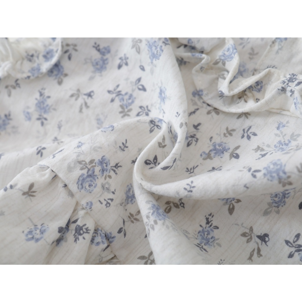 Set Bộ Bé Gái, Đồ Bộ Bé Gái Mặc Mùa Hè Họa Tiết Hoa Xanh Mát Chất Liệu Cotton Thoáng Mát