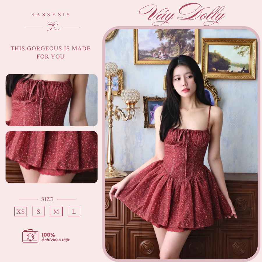 Váy Dolly - Váy thiết kế Sassysis tùng phồng vải ren