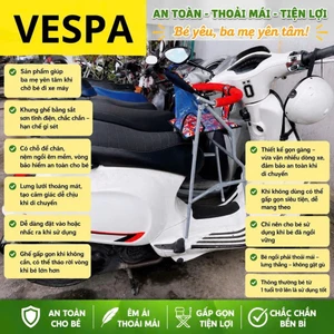 Ghế ngồi xe VESPA cho bé , Ghế ga xếp gấp gọn sắt sơn tĩnh điện , AN TOÀN CHO BÉ