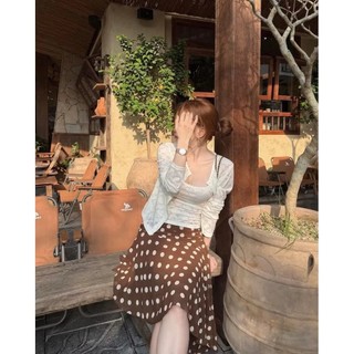 Set Áo Nữ 2 Món Áo Hai Dây Đính Nơ & Cardigan Ren Thêu Flora Twinset Nàng Thơ - Cakecat