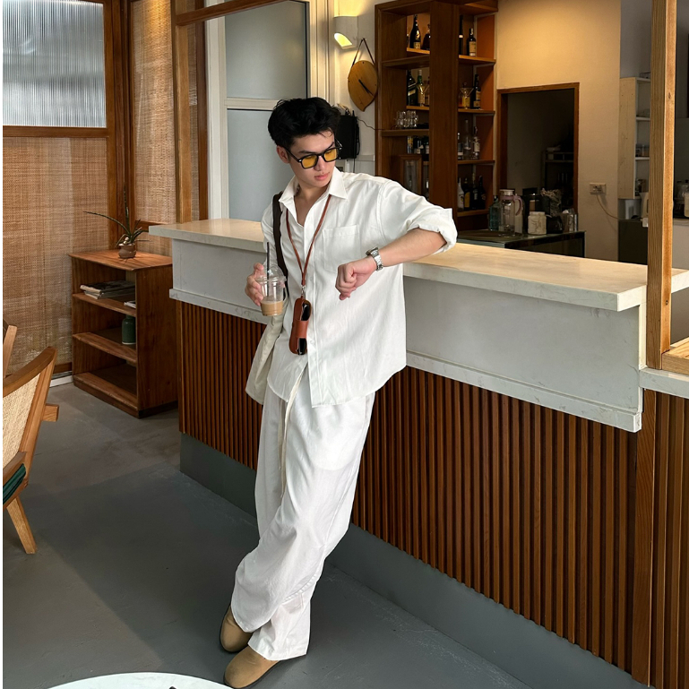Áo Sơ Mi Nam Nữ Cổ Bẻ Tay Dài Chất Oxford Hàn Quốc Form Rộng HALLEY A13