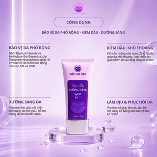 KEM CHỐNG NẮNG MỘC LAN HOA  - SPF50+ PA++++ Kiềm Dầu, Dưỡng Ẩm, Nâng Tone, Không Bết Rít
