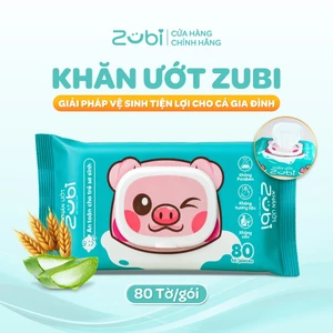 Khăn Ướt Zubi Dr.Papie Chiết Xuất Yến Mạch và Lô Hội 80 tờ/túi