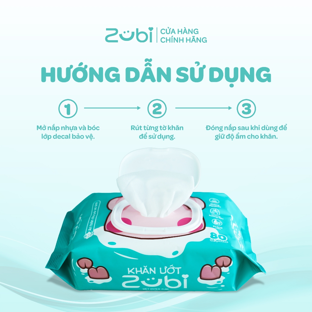 Khăn Ướt Zubi Chiết Xuất Yến Mạch và Lô Hội 100% Vải Không Dệt Mềm Dai Cực Sạch Không Cồn Không Hương Liệu Dr.Papie