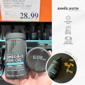 [Bill US - DATE 03/2029] Viên uống dầu cá Omega 3 Sports Research Omega 3 Fish Oil 1250mg Triple Strength