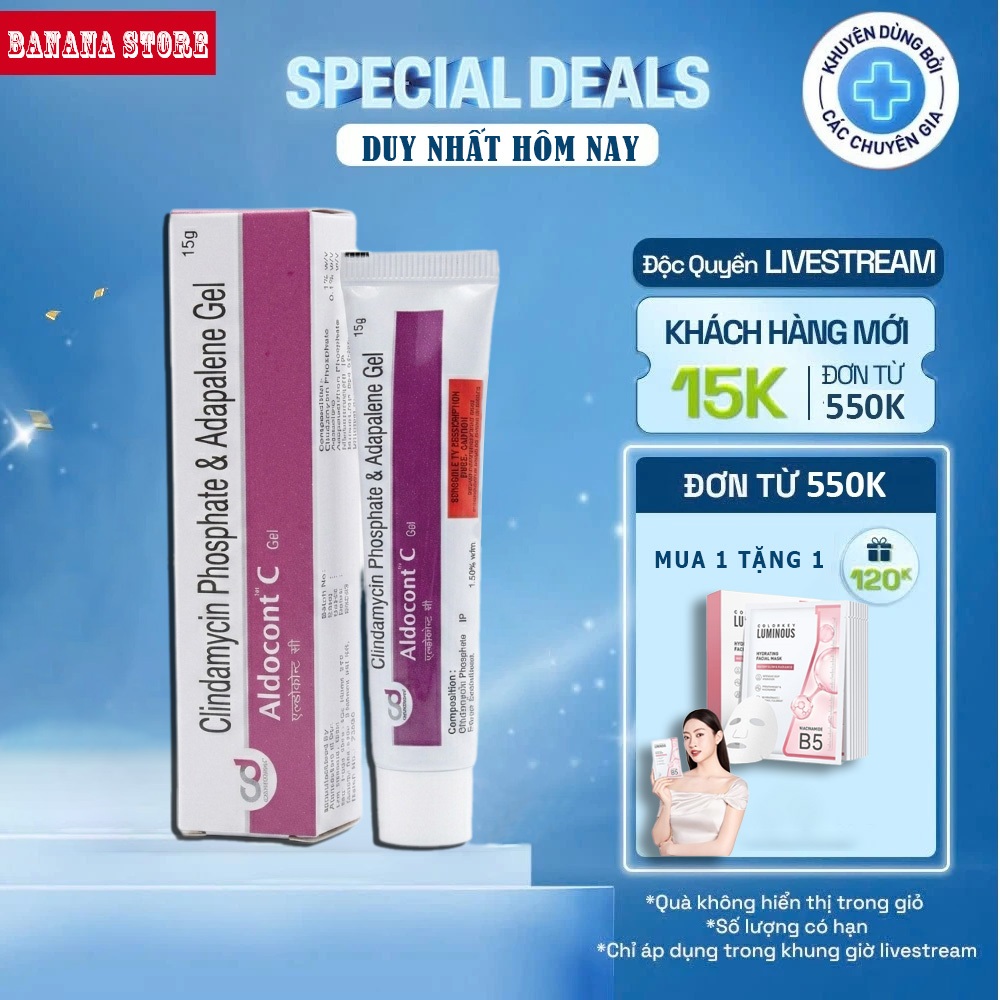 Gel Mụn Aldocont C Gel Hỗ Trợ Làm Giảm Mụn Cám Và Ngăn Ngừa Mụn Trứng Cá An Toàn (15g)