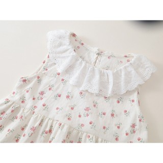 Sét Đồ Bộ Mùa Hè Cho Bé, Set Bộ Tiểu Thư Cổ Phối Ren Điệu Đà Họa Tiết Nhẹ Nhàng Chất Liệu Cotton