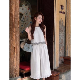 Set bộ đũi trắng Loại 1 sát nách thiết kế thêu viền siêu xinh, Set đồ nữ mặc nhà đi biển rẻ đẹp trẻ trung