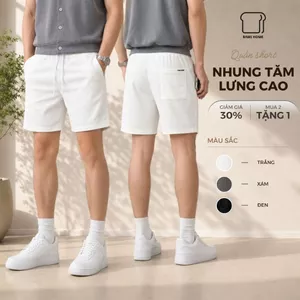 Quần short nam LUXE RIB BAMI HOME, chất vải nhung gân co giãn, form trên gối thoải mái QNG06
