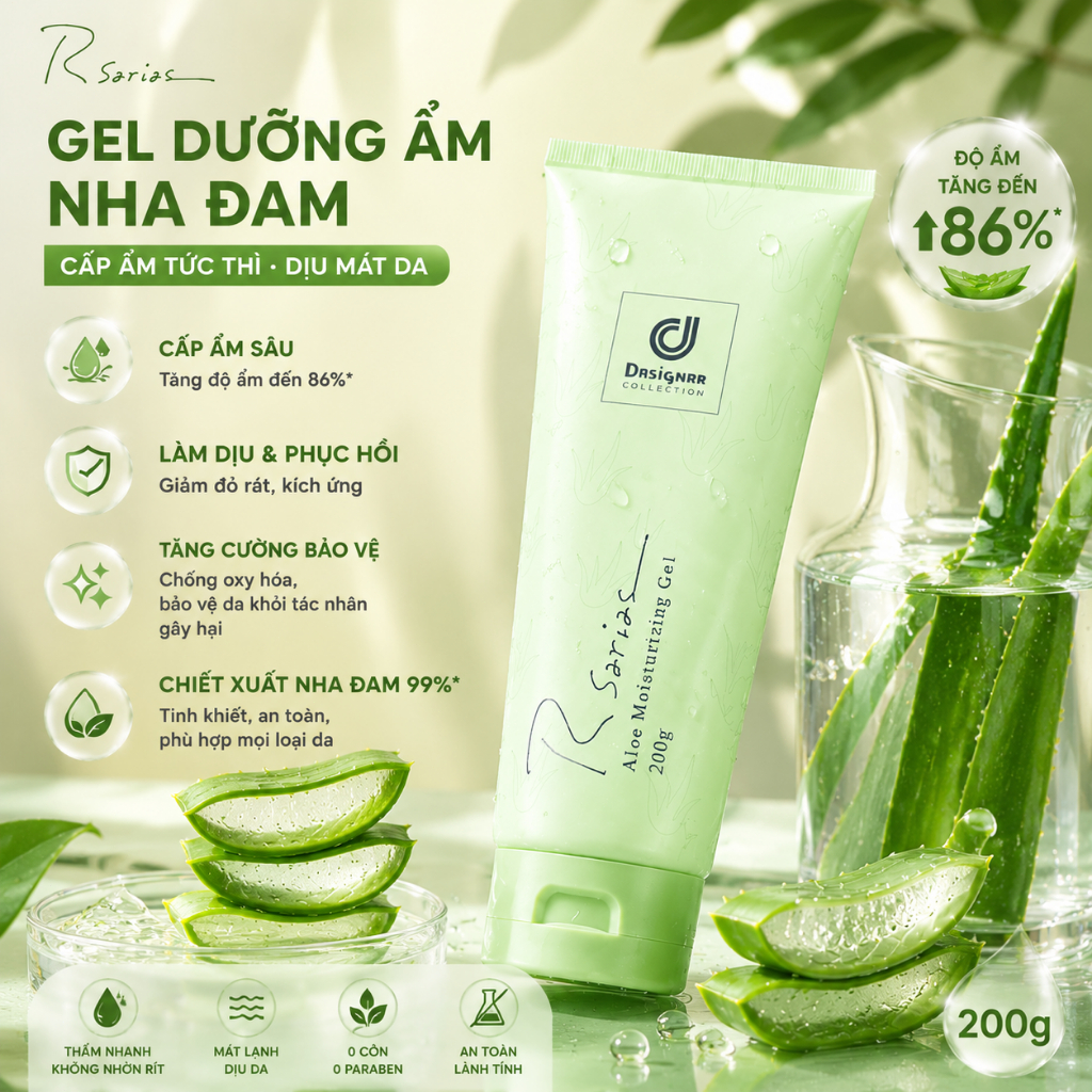 200ml Gel Nha Đam Cấp Nước Siêu Đỉnh Da Mướt Mịn Không Bết Dính Dùng Cả Mặt Và Toàn Thân